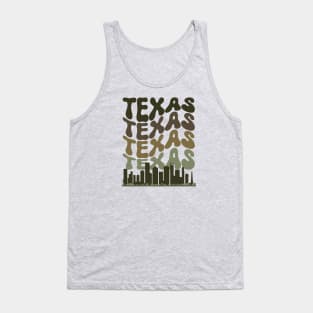 Retro Houston Texas Skyline Camo Color Fade Tank Top